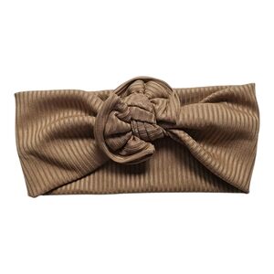 Infant Girl Knotted Headband Beige Ribbed Boho Hippie